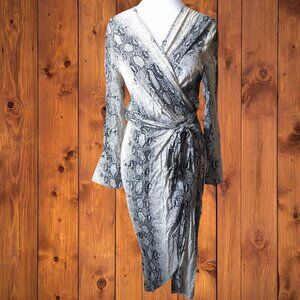PAPER HEART SIZE SMALL LONG SLEEVE BELTED SNAKE PRINT DRESS CONTEMPORARY NEW